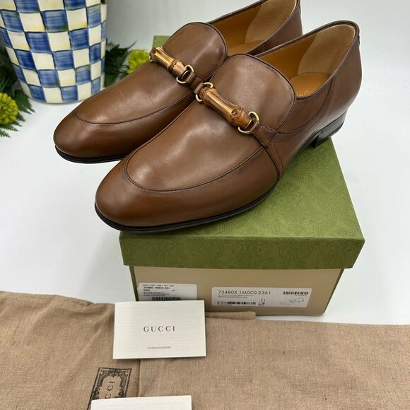 Men’s Gucci, bamboo horse bit leather loafers size 11 fits 11.5 US made in Italy - Picture 4 of 11